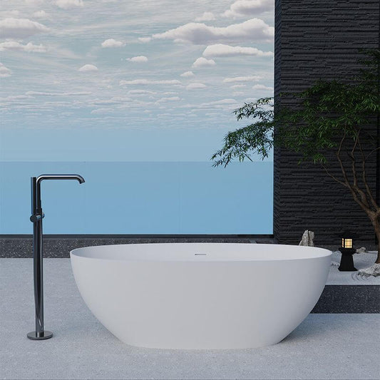 Freestanding oval bathtub in modern bathroom