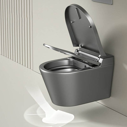 grey wall mount bidet in a modern bathroom