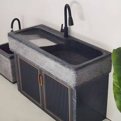 Rectangular stone sink with modern design