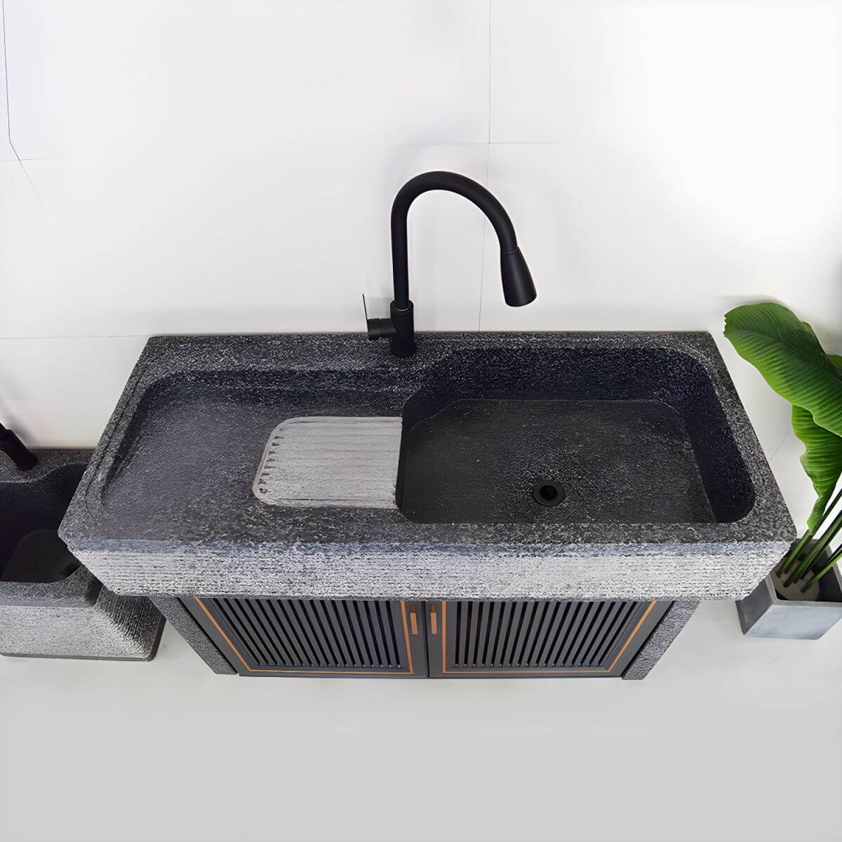 Console sink installation in a chic bathroom