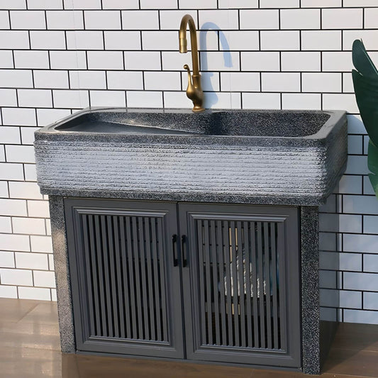 Stone Console Sink in Grey