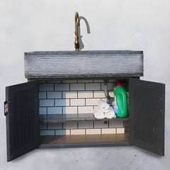 Rectangular stone sink with faucet