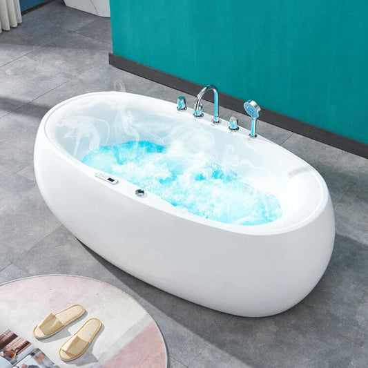 Elegant roll-top design bathtub with white finish