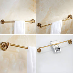 Traditional metal toilet brush holder in gold finish