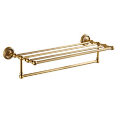 Five-piece gold metal bathroom accessory collection