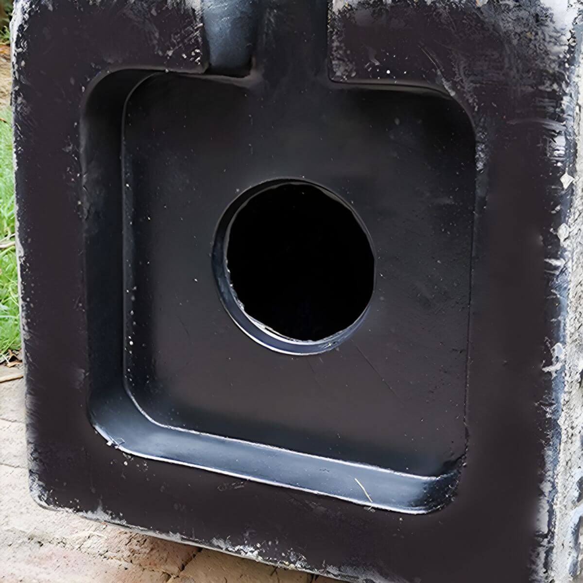 Hand hammered finish detail on stone sink