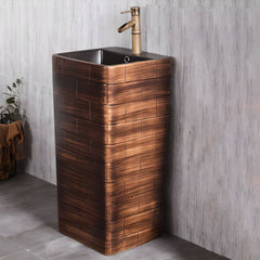 Brown traditional square sink pedestal for washrooms