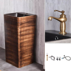 Brown traditional square sink pedestal for washrooms