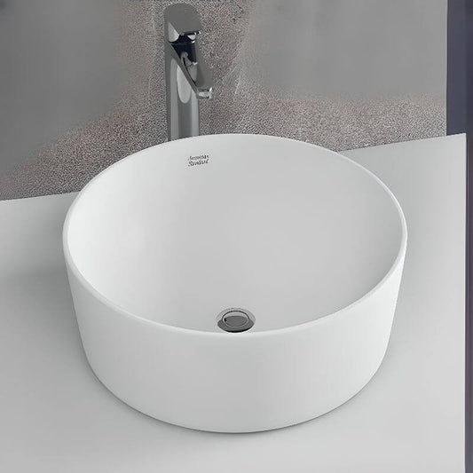 Trendy Ceramic Rounded Vessel Sink in white