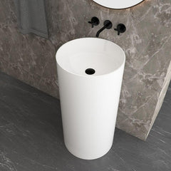 Modern Circular Pedestal Sink in Bright White