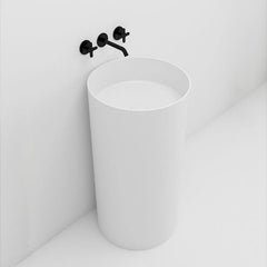 Modern Circular Pedestal Sink in Matte White