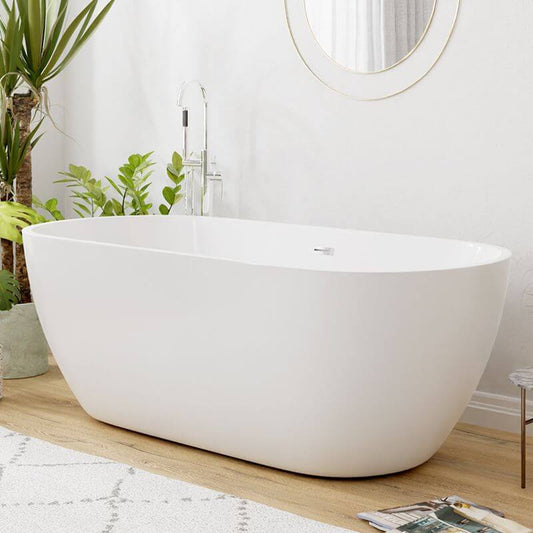 Trendy Lucite Oblong Freestanding Roll Top Soaking Bathtub in Black