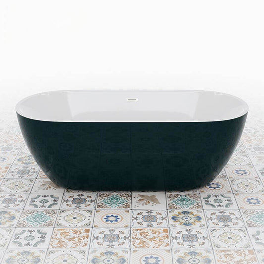 おしゃれに飾られたバスルームのトレンディなルサイトバスタブ