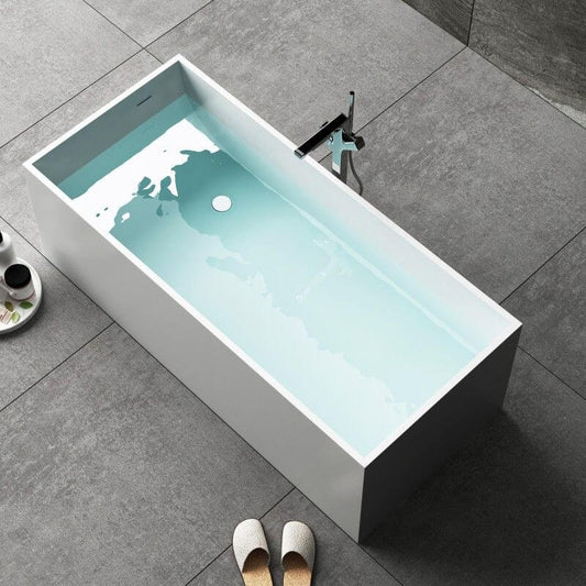 Trendy Sintered Stone Bathtub in Modern Bathroom