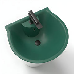 Green U-shaped sink enhancing stylish bathroom