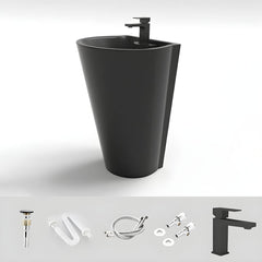 White U-shaped pedestal sink in contemporary design