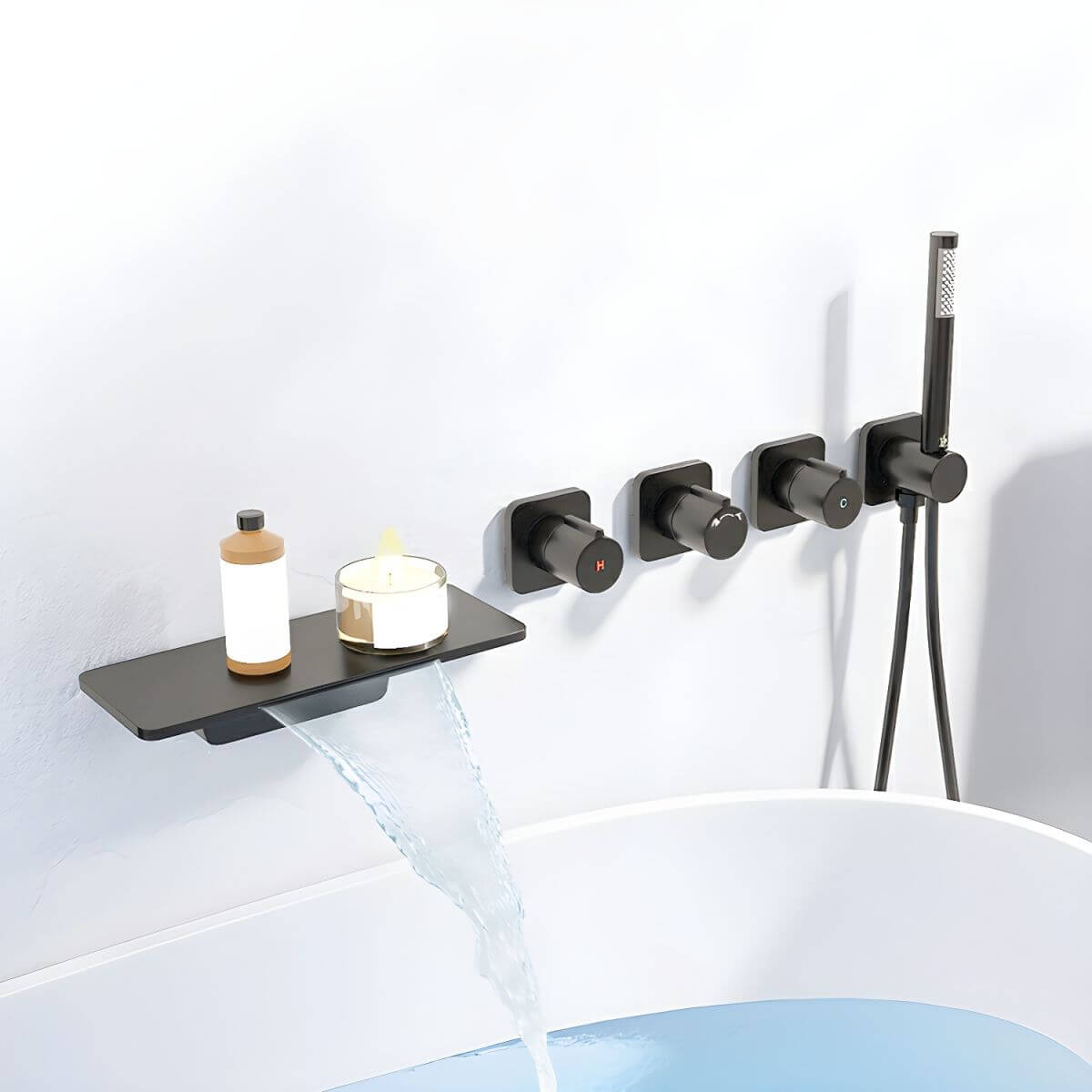 luxurious bathtub spout with hand shower