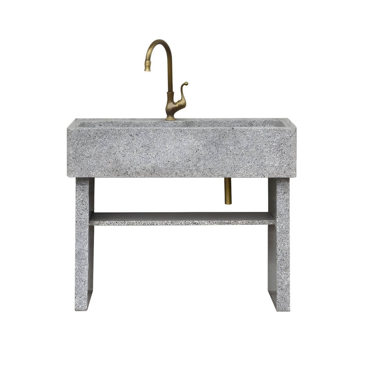 Rectangular sink and grey marble faucet design