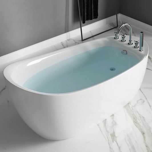 White acrylic oval freestanding bathtub