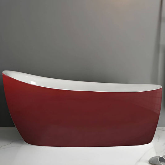 Modern white acrylic oval freestanding soaking bathtub with reserve installation holes