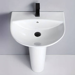 Modern pedestal sink with single hole for faucet