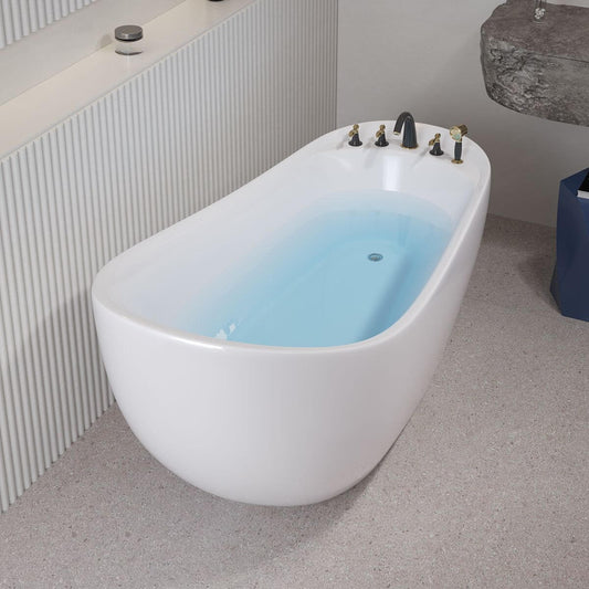 Back to wall soaking bathtub