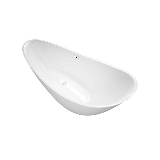 overhead view of the polymer bathtub with single slipper design