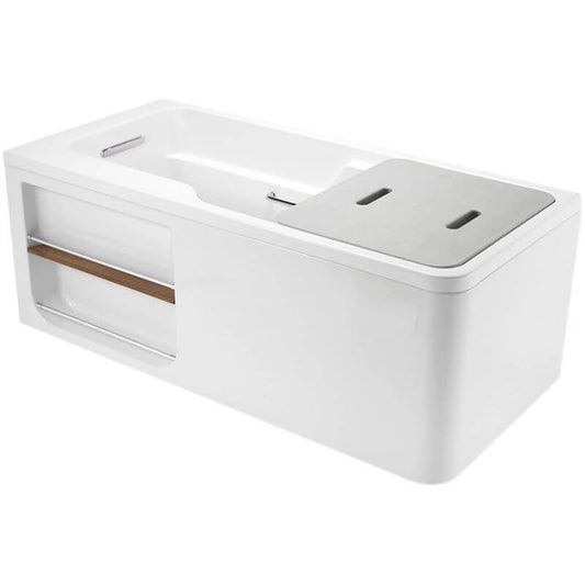White freestanding lucite bathtub