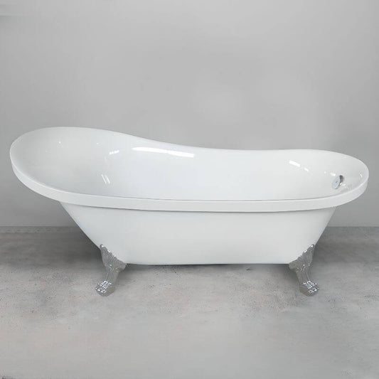 Butter color roll-top soaking tub