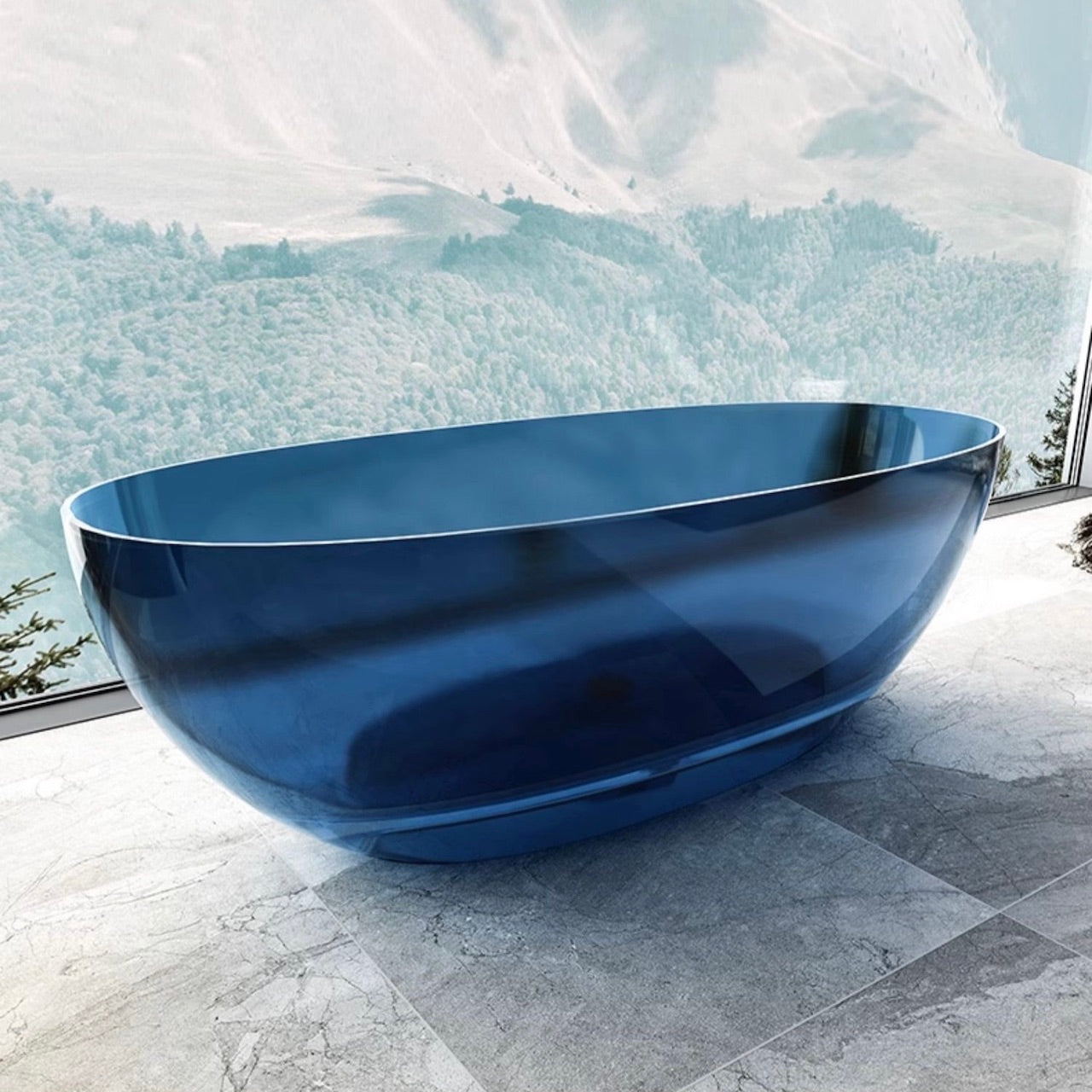 Saphirblaue transparente Harz-Einweichbadewanne