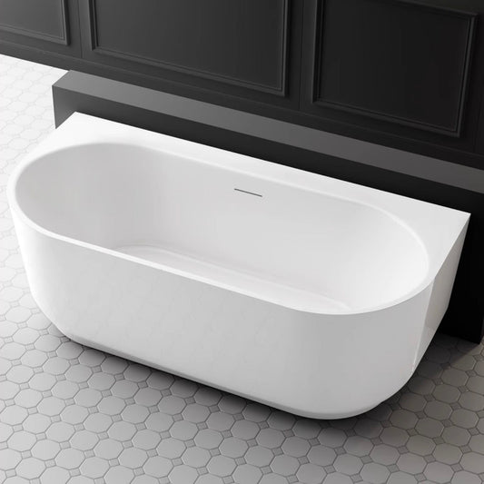 Elegant 67-Inch White Oval Acrylic Bathtub for Modern Bathrooms