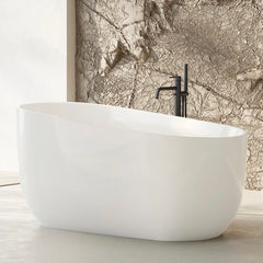 Sleek 49-inch white oval single soak bathtub in durable acrylic