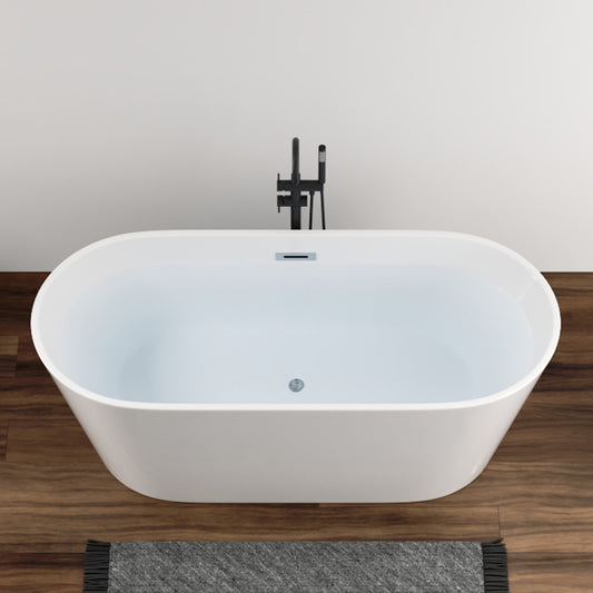 Luxurious White Acrylic Single-Person Soaking Bathtub with 63-Inch Oval Design