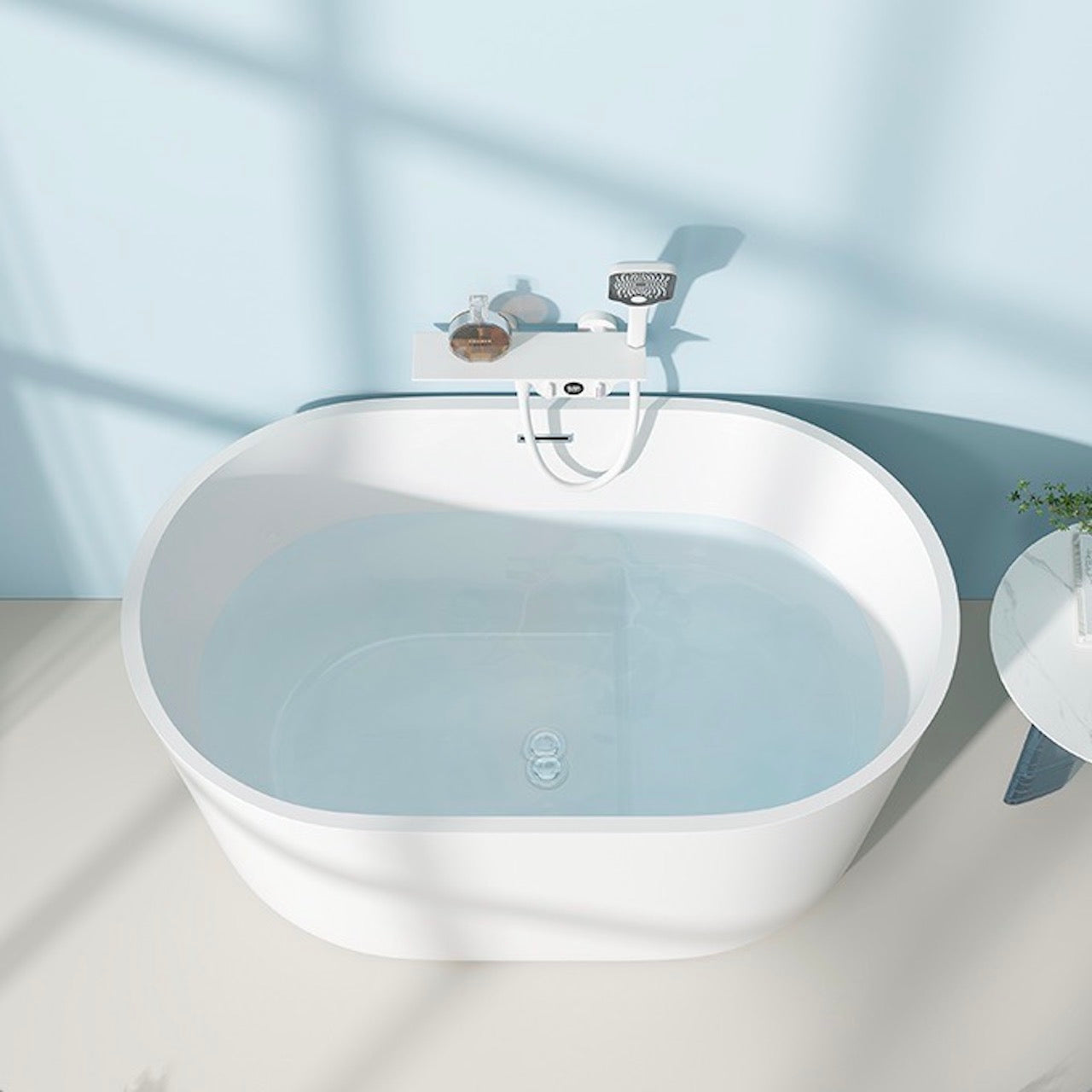 Compact White Acrylic Deep Soaking Bathtub for Small Spaces