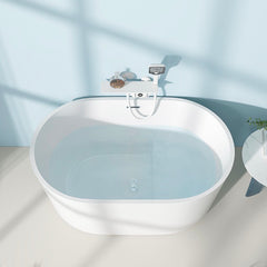 Compact White Acrylic Deep Soaking Bathtub for Small Spaces