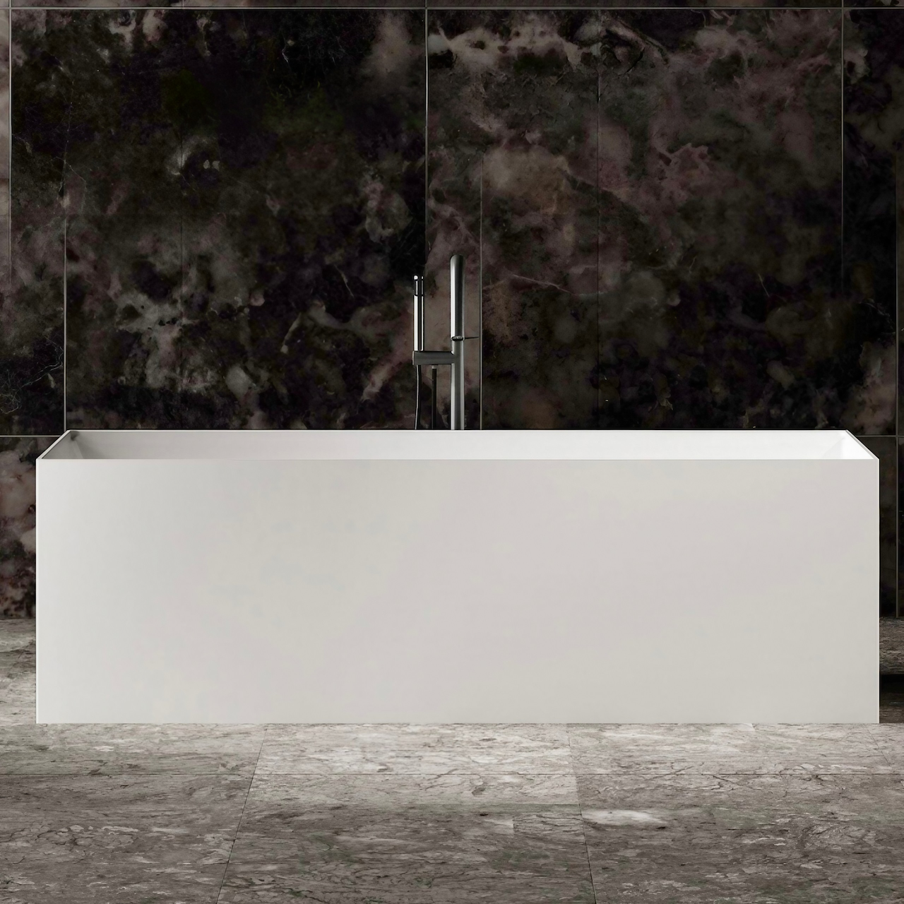 White 67-Inch Rectangular Single Soak Bathtub in Artificial Stone