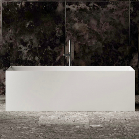 White 67-Inch Rectangular Single Soak Bathtub in Artificial Stone