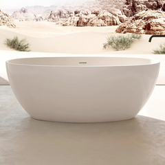 Elegant 51-inch white acrylic oval bathtub for a relaxing soak