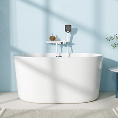 Sleek 35-Inch Oval Bathtub Crafted from Durable White Acrylic