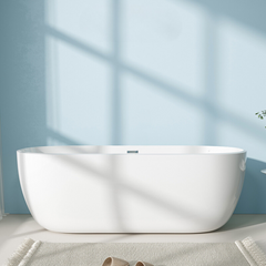 Stylish 47-Inch Oval Bathtub in High-Quality White Acrylic