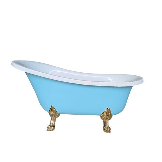 Elliptical Lucite clawfoot bathtub with single slipper design for comfortable soaking