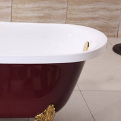 Clawfoot Bathtub with Single Slipper Design, Oval Shape, Simplistic Style, Polymethyl Methacrylate (pmma) Material, and Soaking Bath Therapy, Tub, White/ Silver, 54"L x 27"W x 31"H Bathtubs
