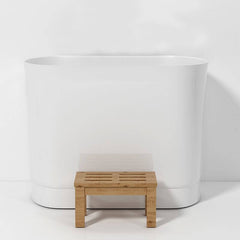 Ink Freestanding Bathtub with Seat, Roll Top Oval Design in Simplistic Style for Soaking, 39.4"L x 22.8"W x 29.5"H, Tub Bathtubs