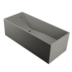 Coal Stone Freestanding Bathtub with Rectangle Casual Back to Wall Soaking Design Bathtubs