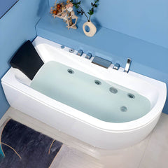 Modern Corner Free Form White Acrylic Soaking Bathtub with Seat Included - Tub with Deck Faucets Unavailable 55"L x 30"W x 23"H Bathtubs