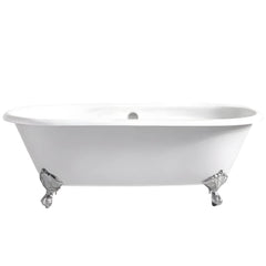 Modern Oval Porcelain Enameled Cast Iron Clawfoot Soaking Bathtub in Roll Top Design - 78cm x 59.5cm Bathtubs