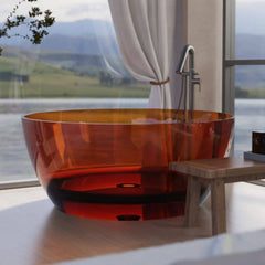 Ink Resin Orbicular Freestanding Bathtub, 51"L x 51"W x 22"H Bathtubs