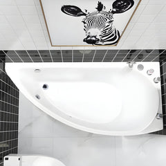 Contemporary White Acrylic Corner Bathtub with Drain for Washroom - 52"L x 30"W x 26"H Tub Left Bathtubs