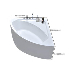 Flat Bottom Antique Finish Bathtub Back to Wall Soaking Corner Bath Tub - 35"L x 35"W x 25"H Tub with Sliver 4-Piece Set Bathtubs