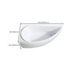 Contemporary White Acrylic Corner Bathtub with Drain for Washroom - 52"L x 30"W x 26"H Tub Left Bathtubs